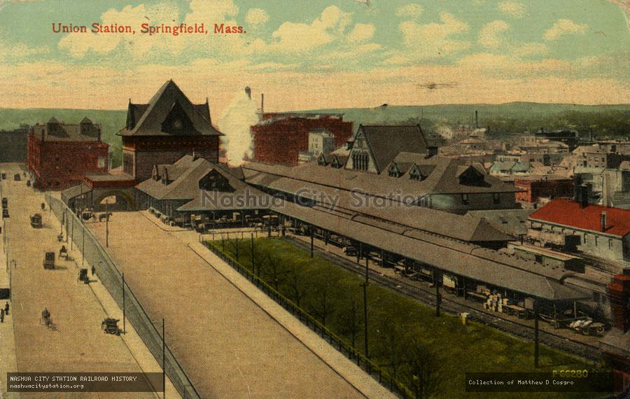 Postcard: Union Station, Springfield, Massachusetts